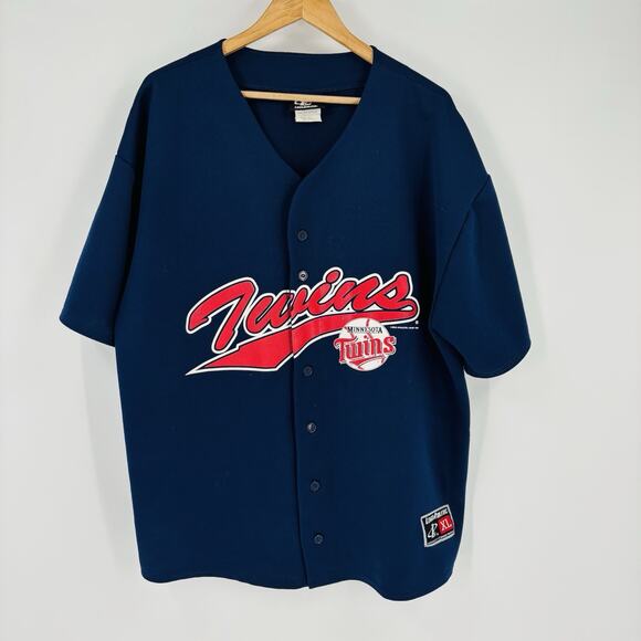 Vintage Minnesota Twins Baseball Jersey Size XL Men’s Blue Logo Athletic 90s MLB - Picture 1 of 8
